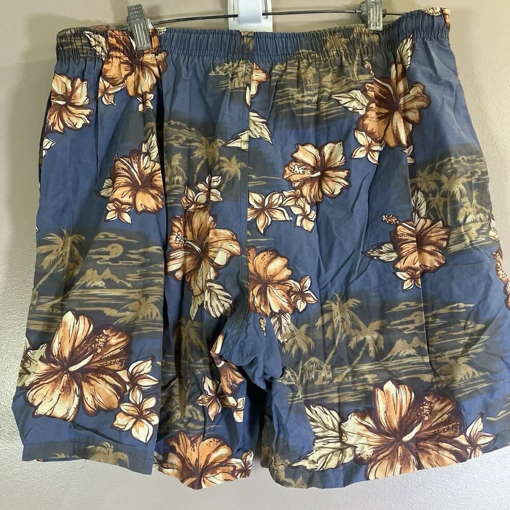 Vtg Speedo Men's Size Medium Swim Shorts Blue Floral String Enclosure Beach